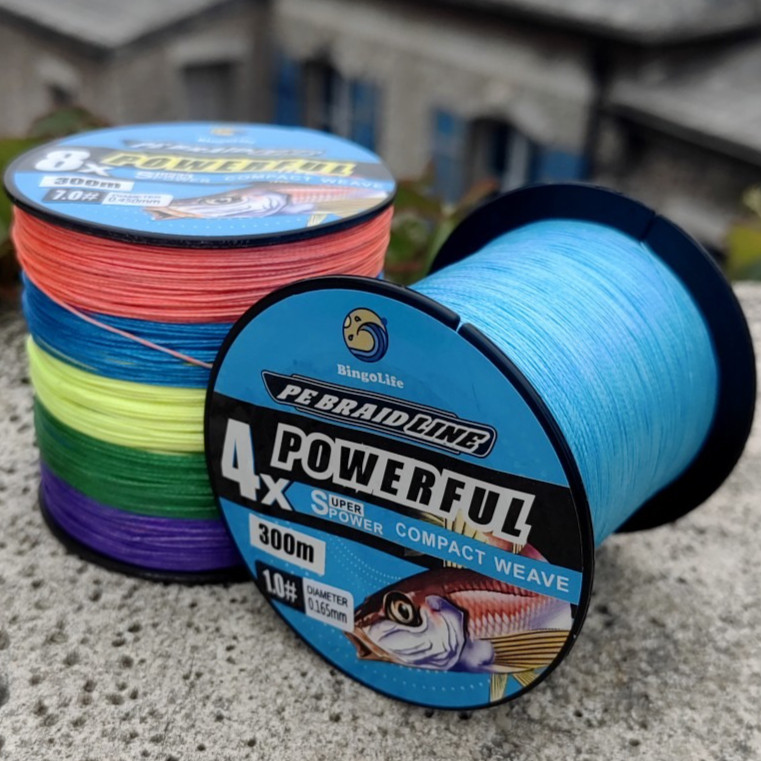 Bingolife PE สายตกปลา 300 ม.ทอ X4 X8 Blue Mix Strong 4 กก.-35.8 กก. ทนทานสําหรับ Spin Cast