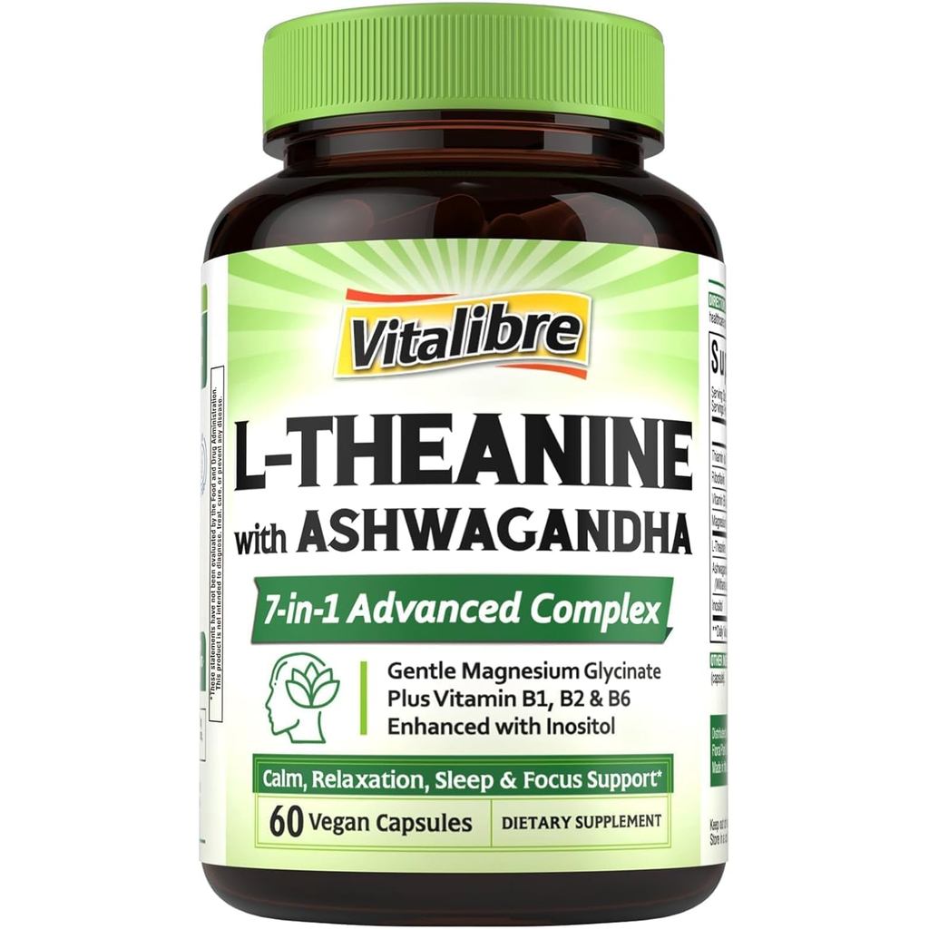 แอล ลูกแอนนีน 200มก | 7 in 1 L-Theanine พร้อมแมกนีเซียม Glycinate, Ashwagandha, Inositol, วิตามิน B1