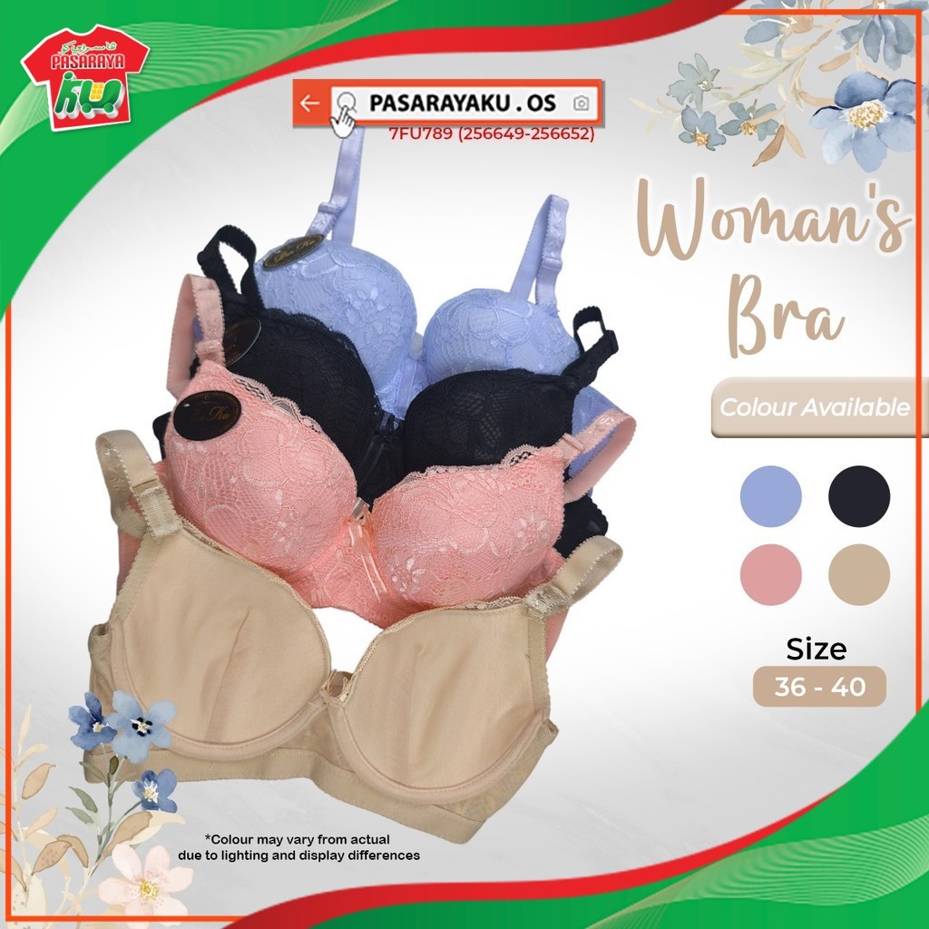 Baju Dalam Wanita Lace Corak Womens Patterned Lace Bra Saiz 36–40 (7FU789)