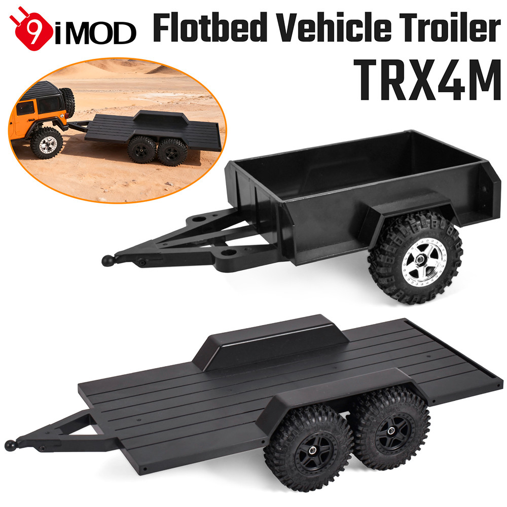 9IMOD Utility Flatbed Trailer with Ball Head Hitch for TRX4M, Twin-Axle Upgrade Accessory Compatible