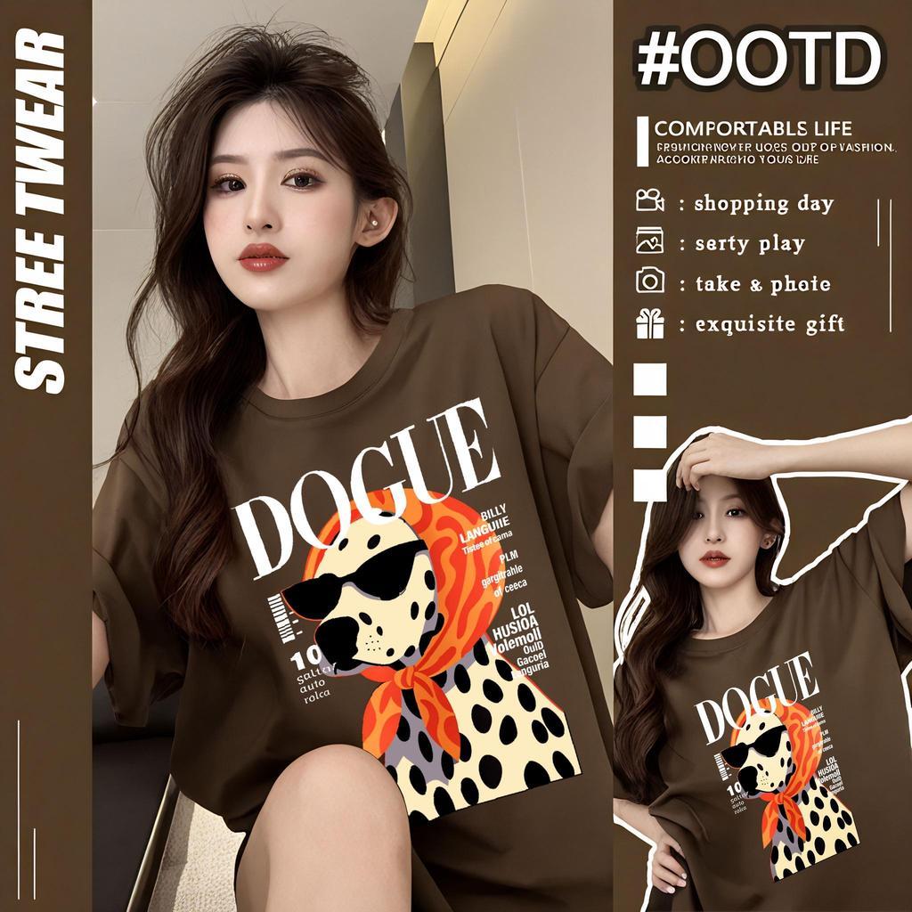 TeeTwoOneเสื้อยืด oversizeสตรีทแฟชั่น โคตรนุ่ม เสื้อ cotton 100% ไม่หดตัวลาย เสื้อไม่ยับ ลาย "DOGUE"【COD】