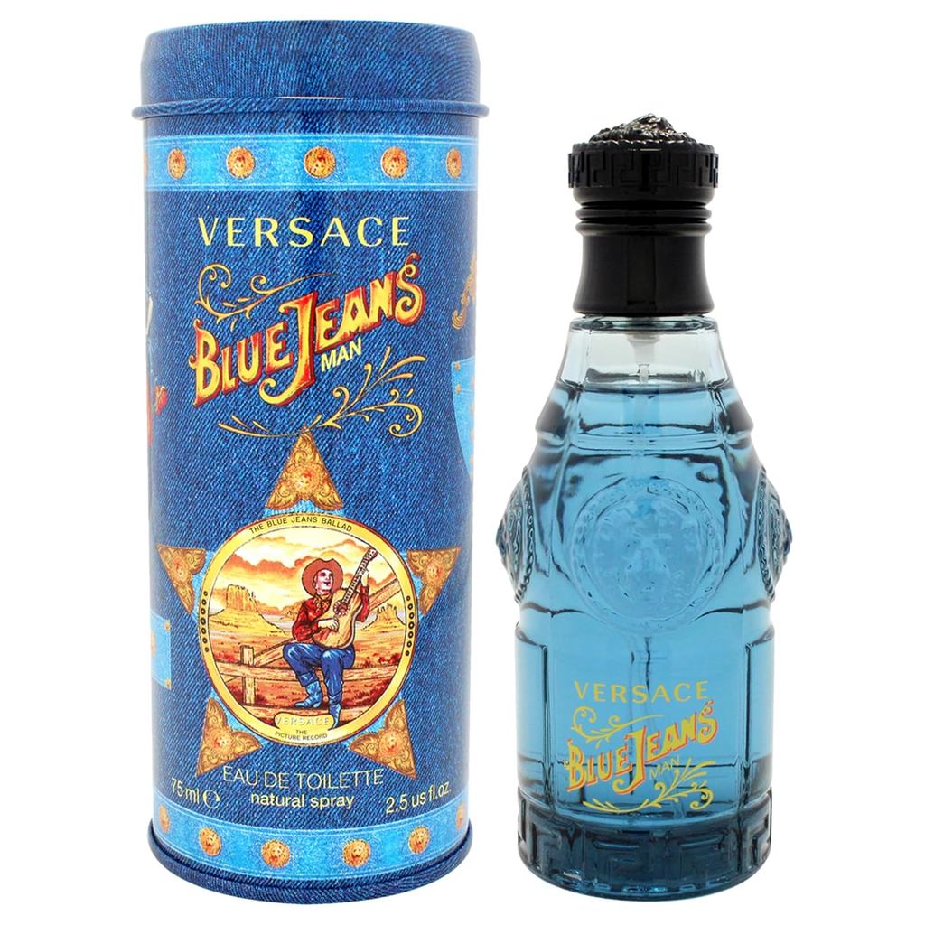 Blue Jeans By Gianni Versace For Men, Eau De Toilette Spray 2.5-Ounces