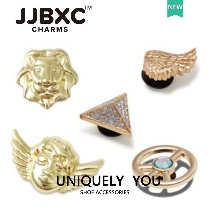 JJBXC Silver Pyramid Lion Head Shoe Buckle ตกแต่งที่ไม่ซ้ํากัน DIY เครื่องประดับแฟชั่น