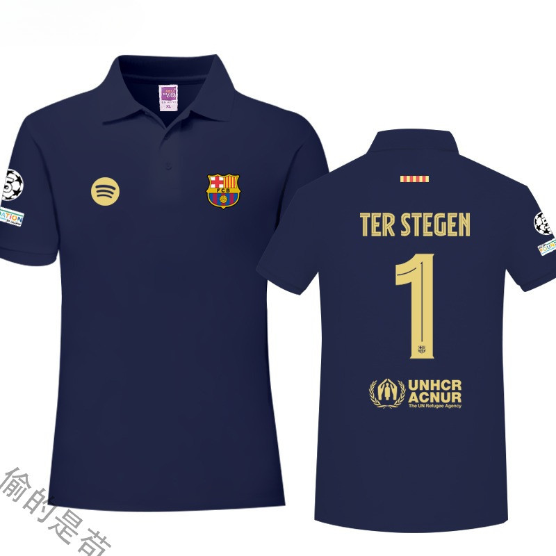 เสื้อโปโล ฤดูกาล  ทีมบาร์เซโลน่า ยามาร์ เลวานดอฟสกี้ เสื้อผ้าฟุตบอล  ผู้ชายและผู้หญิง ปกคอเสื้อ เสื้อยืดแขนสั้น  S-3XL