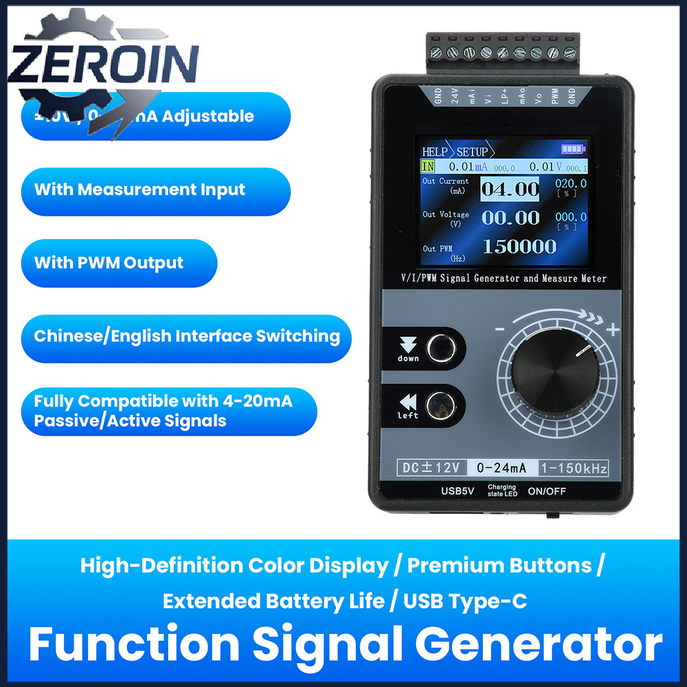 High-Precision Handheld PWM Pulse Signal Generator PWM Current/Voltage Signal Generator 0-20mA, 4-20mA, 0-10V 2 นิ้วหน้าจอสี Analog Input