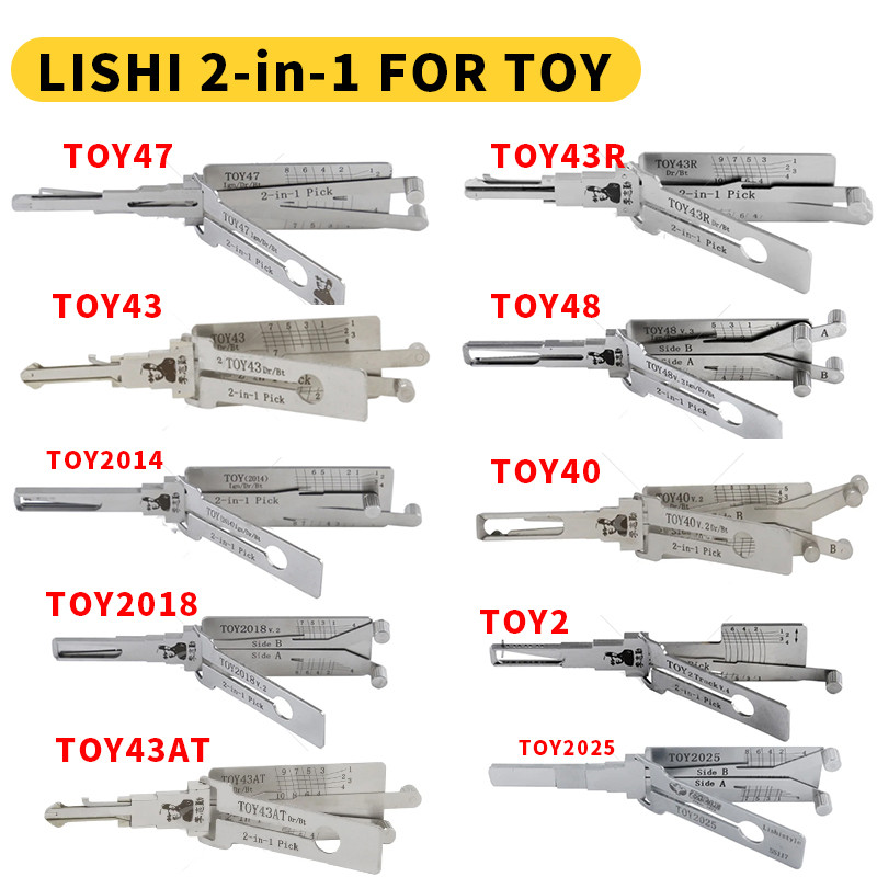 Lishi 2in1 TOY43AT TOY48 TOY2 TOY2014 TOY2048 TOY43R เปิดประตูรถ Lishi pick เครื่องมือช่างกุญแจเครื่