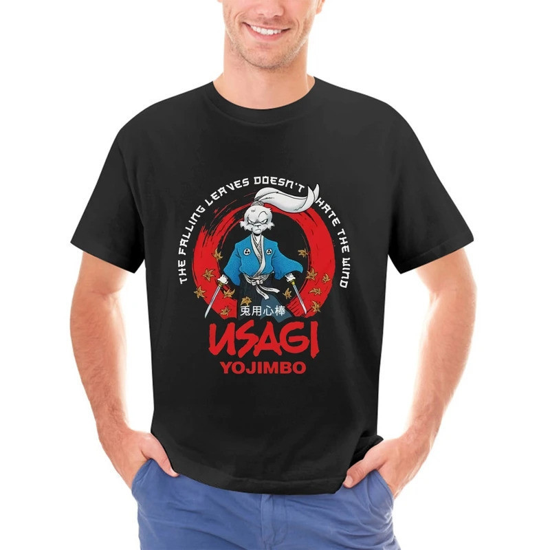 เสื้อยืด Usagi Yojimbo ลายใบไม้ร่วงด้านหน้าและด้านหลัง