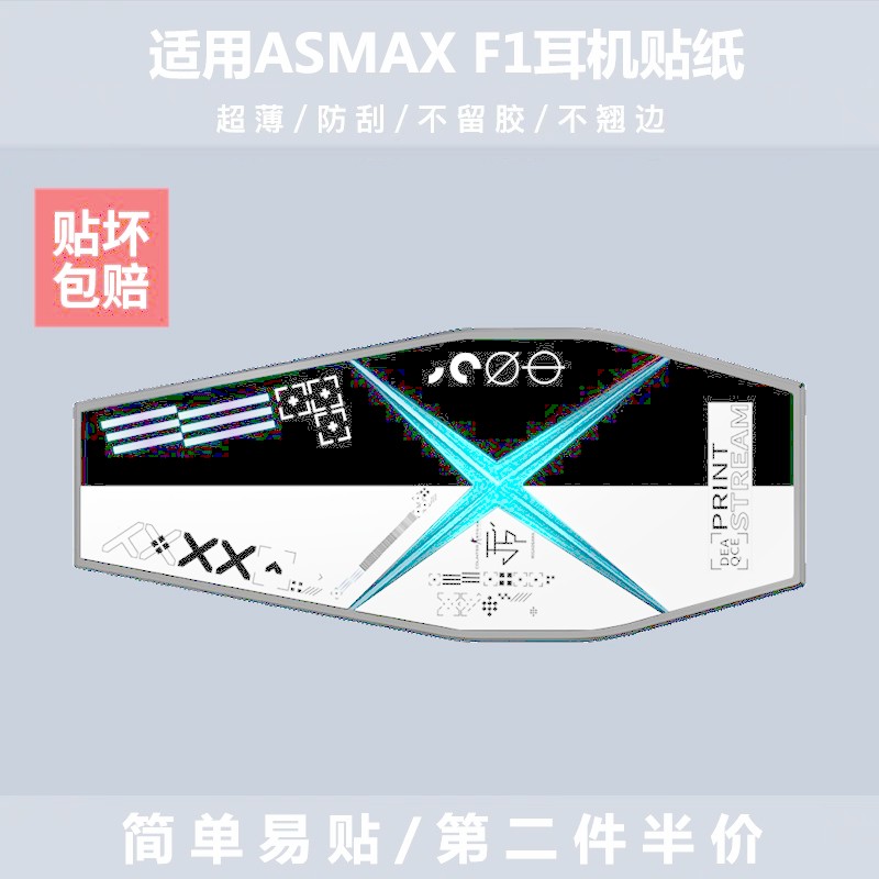 สติกเกอร์ตกแต่งหูฟัง ASMAX F1 ลาย.latte พร้อมฟิล์มป้องกัน แบบไม่มีกาว