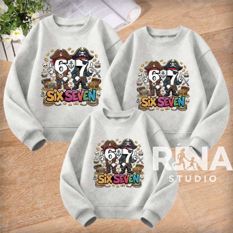 🔥พร้อมส่ง&COD🔥RINA STUDIO🔥 ชุดครอบครัว สเวตเตอร์คอกลมไม่มีหมวก 100%ผ้าฝ้าย มีม67 ฮิตทั่วไทย A123#4