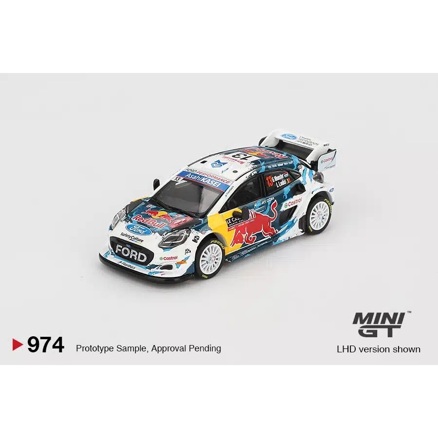MINI GT No.974 Ford Puma Rally1 #13 M-Sport Ford WRT 2024 Rally Monte Carlo MGT00974