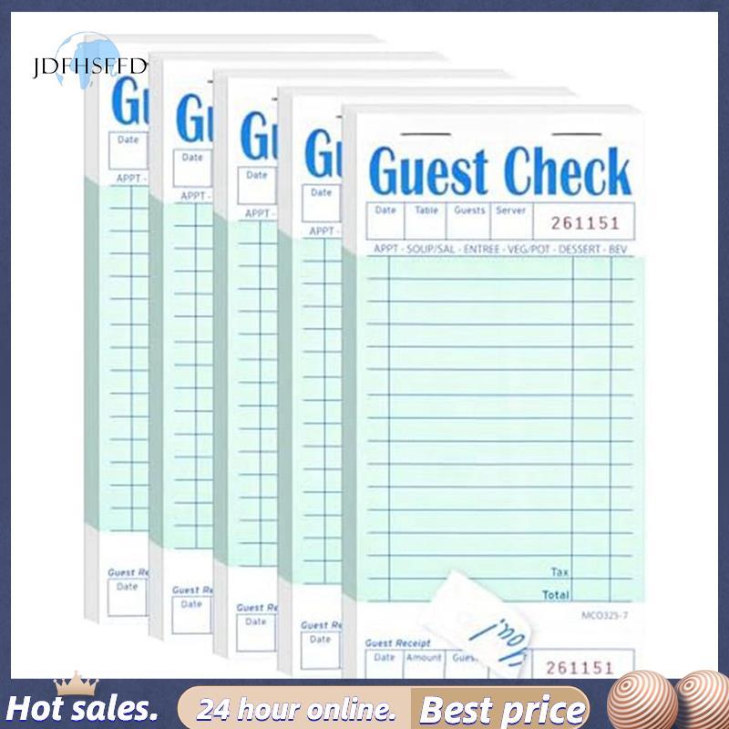 jdfhsffd5 Pack Guest Check Books Green Watter Checkbook ร้านอาหาร Order Pad 50 แผ่น/แพ็ค
