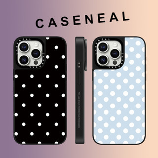 CASENEAL สีขาว polka dots Matte เคสโทรศัพท์สําหรับ iPhone 17 Pro Max 16 ProMax 15Pro 14 Plus 13 12 11 โทรศัพท์กันกระแทกขอบนุ่มฮาร์ดป้องกันกรณี