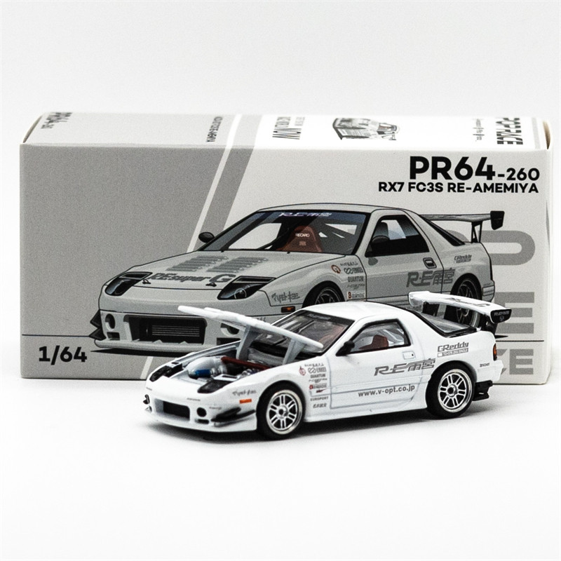 POP RACE 1:64 RX7 FC3S RE-AMEMIYA WHITE รถโมเดลDiecast