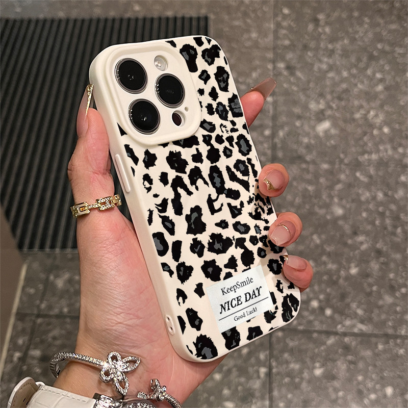 พิมพ์เสือดาวสีเทาเรียบง่ายสําหรับ iPhone 1715promax เคสโทรศัพท์จีบ 11 13 12 soft xr ชุด 8P