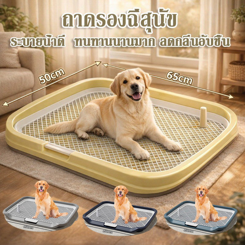ถาดรองฉี่สุนัข ห้องน้ำสุนัข ถาดรองฉี่สัตว์เลี้ยง 2 ชั้น มีเสาถอดได้ ระบายน้ำดี  ทนทานนานมาก ลดกลิ่นอับชื้น