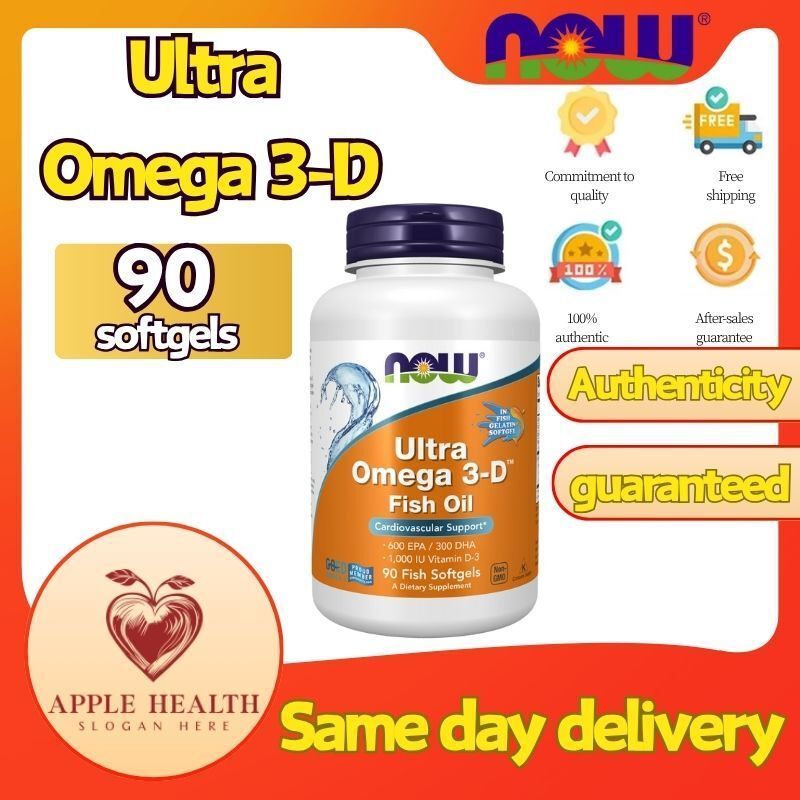 🔥EXP:03/28🔥NOW Foods Ultra Omega-3-D – 90 ซอฟท์เจล พร้อม EPA & 300mg DHA + วิตามิน D3 – Heart, Brain