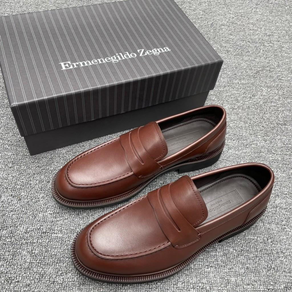 Zegna รองเท้าโลฟเฟอร์หนังผู้ชายสไตล์ใหม่