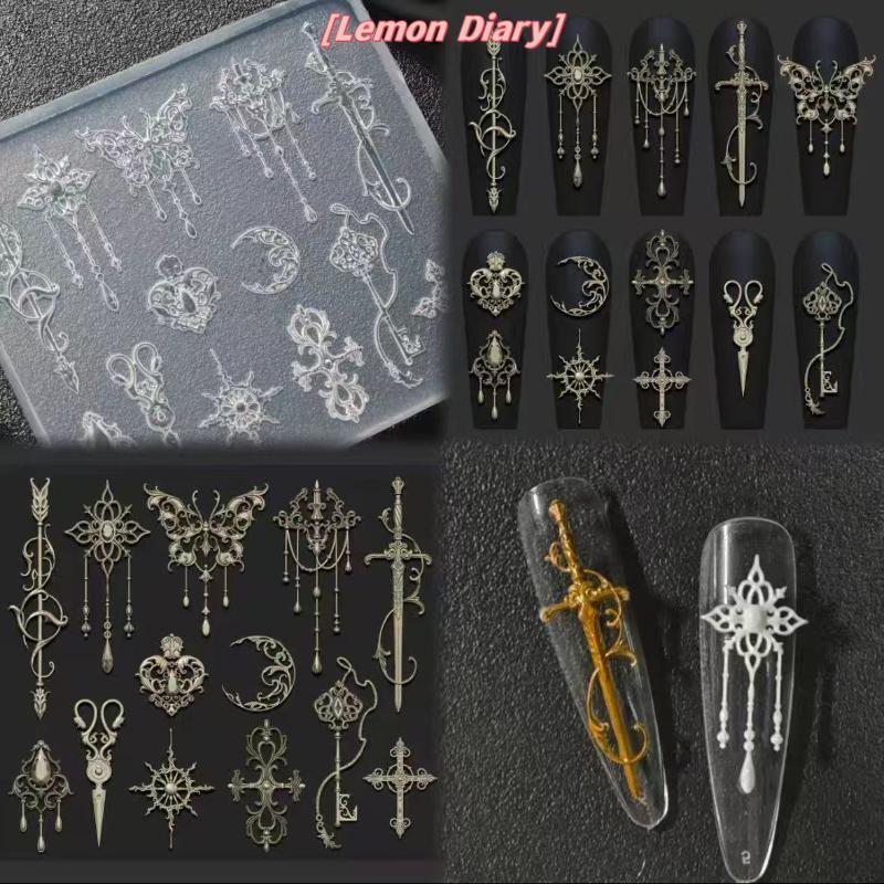 แอลดี| 1 ชิ้นยุโรปสไตล์ Retro 3d บรรเทาแม่พิมพ์ซิลิโคน,ดอกไม้โปร่งใส Bow Tie Nail Art ซิลิโคนแกะสลักแม่พิมพ์ Mould แม่แบบใหม่