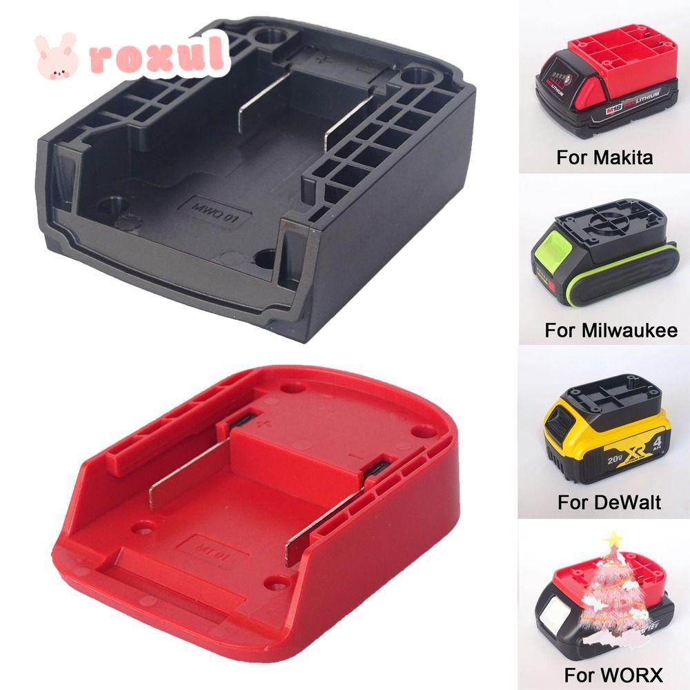 ROXUL อะแดปเตอร์ DIY, ขั้วต่อแบตเตอรี่ทนทาน ABS, เปลือกหัวชาร์จแบบพกพาสําหรับ Makita/DeWalt/WORX/Milwaukee แบตเตอรี่ลิเธียม 18V