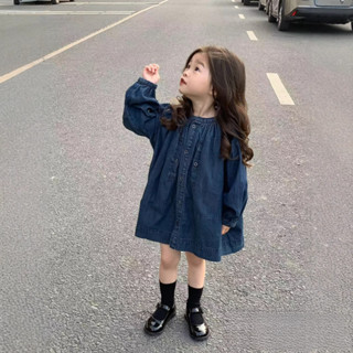 [RICONINI] กระโปรงเด็กผู้หญิง คอตตอน Single-Breasted Washed …