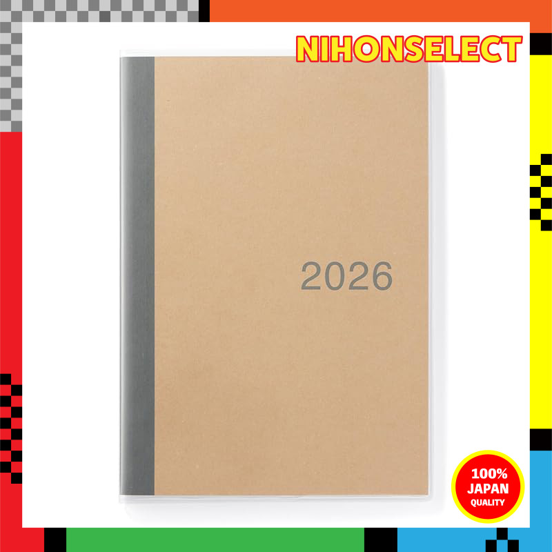 MUJI 2026 Monthly Schedule Notebook - December 2025 Start - B6 Size - White Gray
