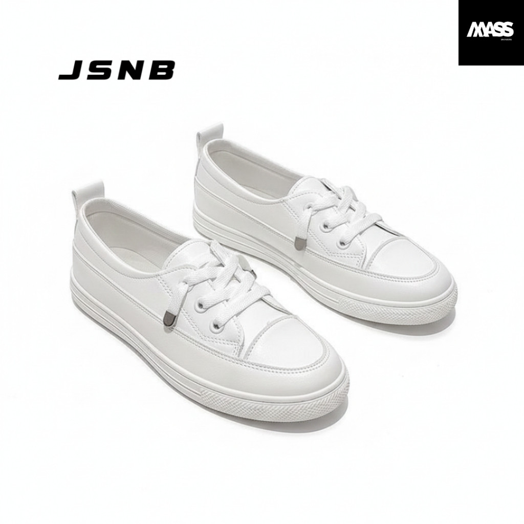 JSNB ส่งฟรี รองเท้าผ้าใบลำลอง รองเท้าคัทชูสีขาว ใส่ทำงาน ใส่เรียนได้ น้ำหนักเบา นุ่มสบาย พร้อมส่ง [L
