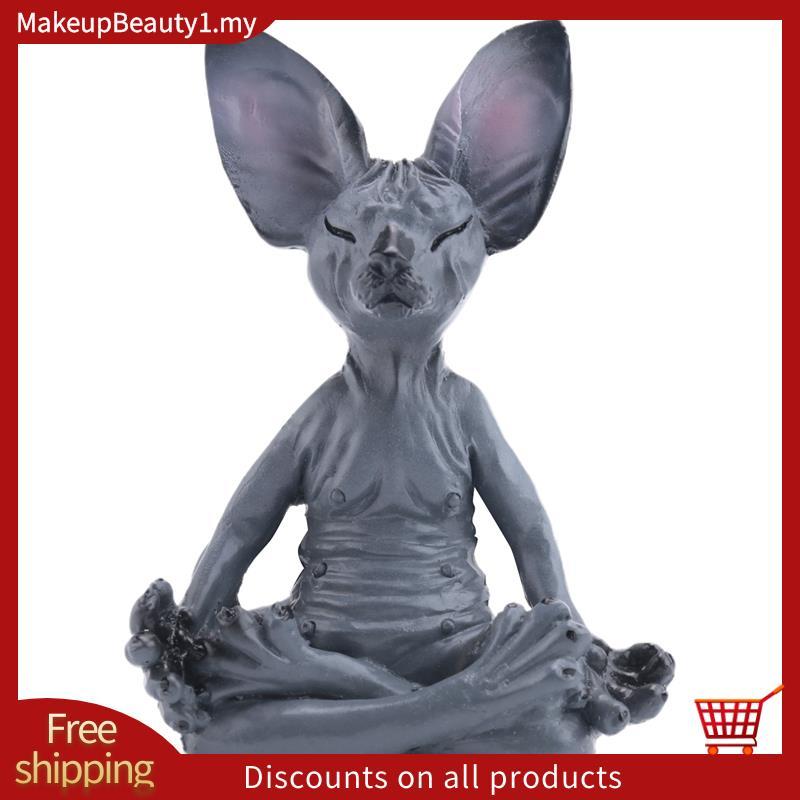 Sphynx Cat Meditate,Thinking Cat รูปปั้น,Medicating Thinking Cat,Sphynx Hairless Catสมาธิสะสมตกแต่ง