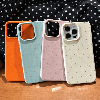 สำหรับ IPhone 15 16 17 11 12 13 14 Pro Max XR X XS Max 7 15 8 16 Plus ลายหัวใจรัก เคสเหมือนเปลือกลิ้นจี่ เคสสำหรับไอโฟน