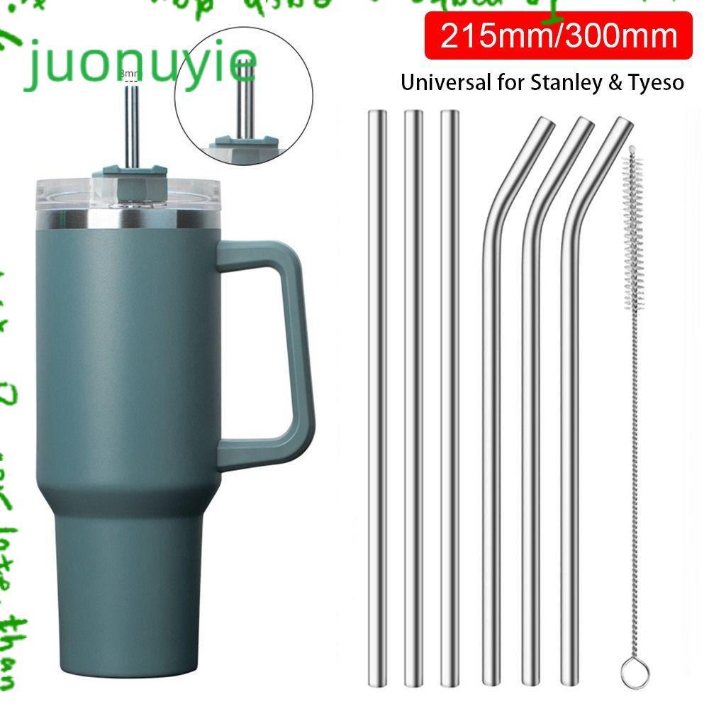 JUONUYIE 1 ชิ้นหลอดสแตนเลส,เงินถ้วยดื่มฟาง, 6 มิลลิเมตร 8 มิลลิเมตรนํามาใช้ใหม่ตรง Bent เปลี่ยนฟางสําหรับ 30 ออนซ์ 40 ออนซ์ Tyeso ถ้วย