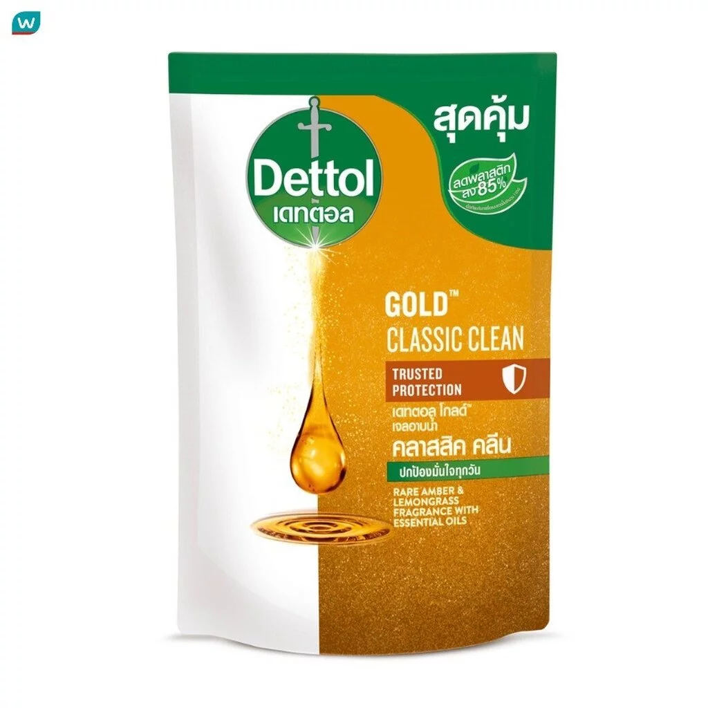 Dettol เดทตอล เจลอาบน้ำ โกลด์ คลาสสิค คลีน ถุงเติม 370 กรัม