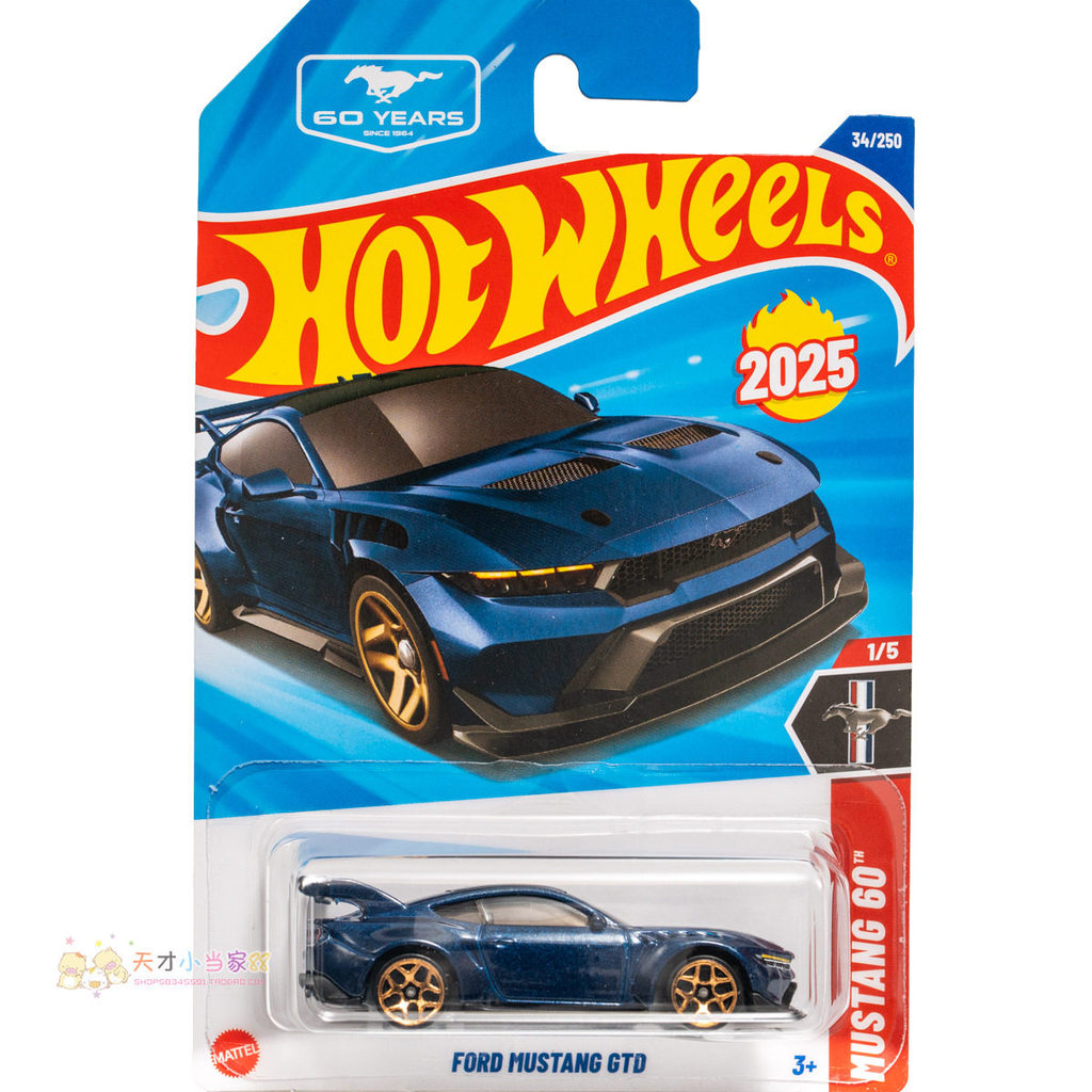 เลขที่. 34 FORD MUSTANG GTD Ford สีน้ําเงินเข้ม Hot Wheels MUSTANG 60TH Series