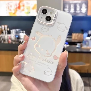 for เคสไอโฟน 13 12 11 iPhone 16 15 14 17 PRO MAX XR 7 8 15 16PLUS สไตล์คู่รัก เฮลโลคิตตี้กับโป๊แชโคแอปเปิ้ลโทรศัพท์ จัดส