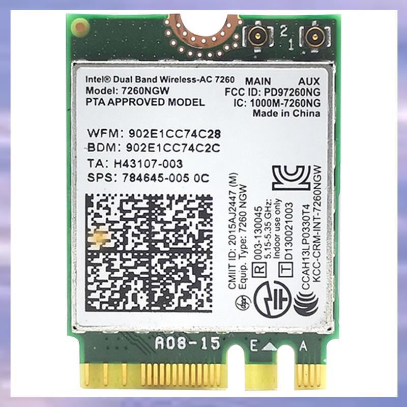 การ์ดเครือข่ายไร้สาย 7260AC 11 ชิ้น 7260NGW 1200M การ์ดเครือข่าย Gigabit ดูอัลแบนด์ PCB