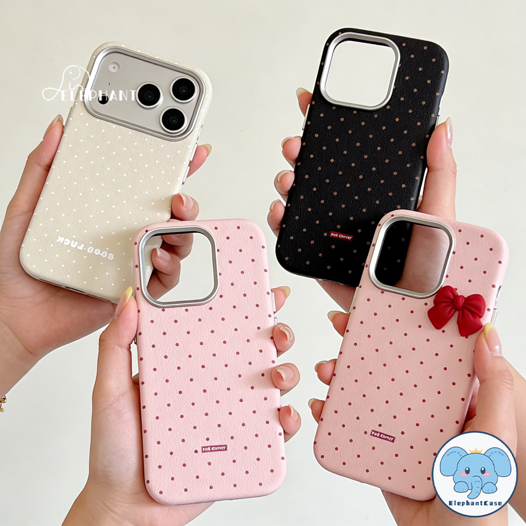 เคสหนังลายจุดโบว์แดง ม้า2026 น่ารักสุดๆ สำหรับ IPhone 13 15 17 16 11 Air 14 12 Pro Max 7 8 16 Plus XR X XS SE 2 3