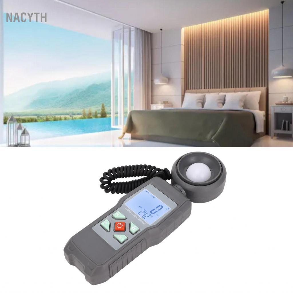 Nacyth เครื่องวัดฟลักซ์ส่องสว่างแบบดิจิตอล Lx 0.1Lx ความละเอียด 200000lx 400-700nm สำหรับห้องเรียน