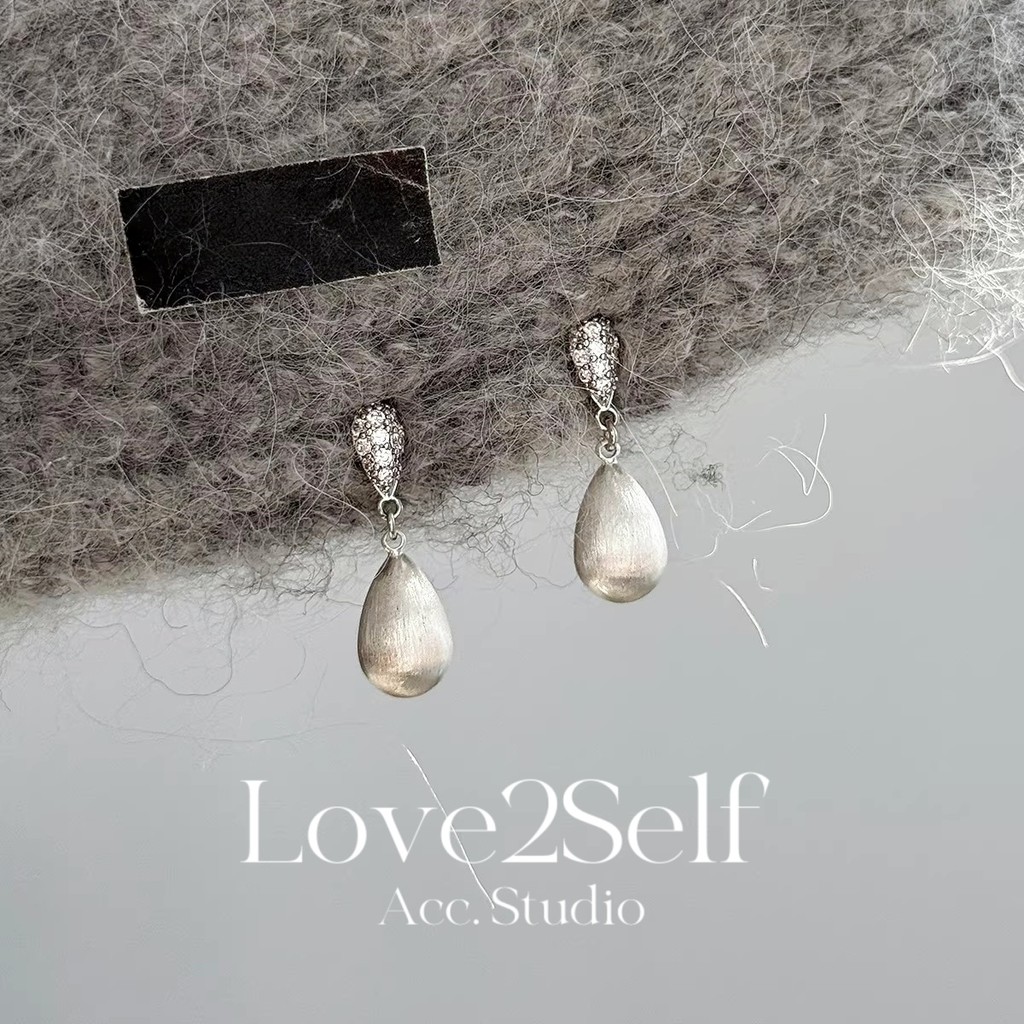 Love2selfE053 Vintage Matte Water Drop ต่างหูสําหรับผู้หญิง Retro Wire Drawing ผู้หญิง Drop ต่างหู Pierced Hypoallergenic หู Studs แฟชั่นเครื่องประดับ