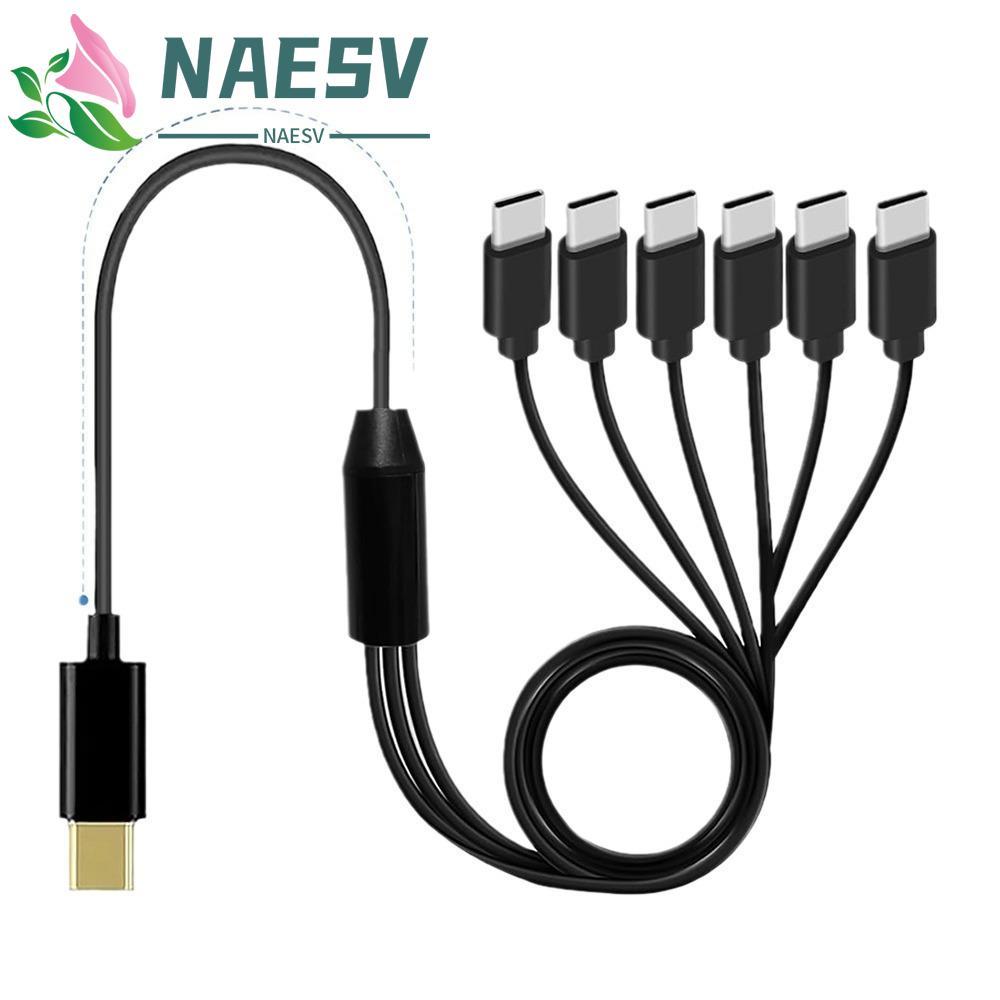 NAESV สายแยก USB C, 6 in 1 Type-C Micro-USB Multi USB C ถึง USB C สาย, สายโทรศัพท์มือถือ USB Y Split