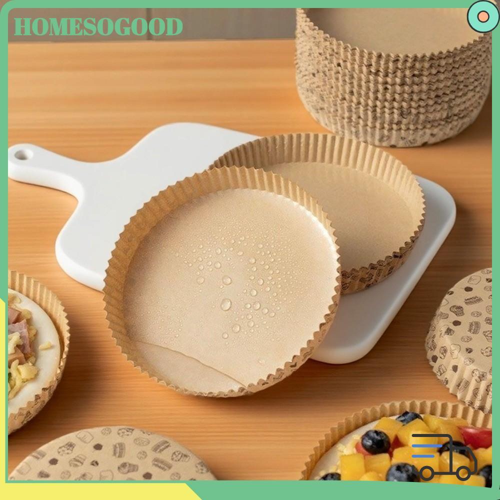 HOMESOGOOD โฮมโซดี ถาดกระดาษพิซซ่า 50 ชิ้น, กระทะพิซซ่าแบบใช้แล้วทิ้งแบบไม่ติดจาระบี, ไมโครเวฟกระดาษทอดอากาศทรงกลมหลายขนาด