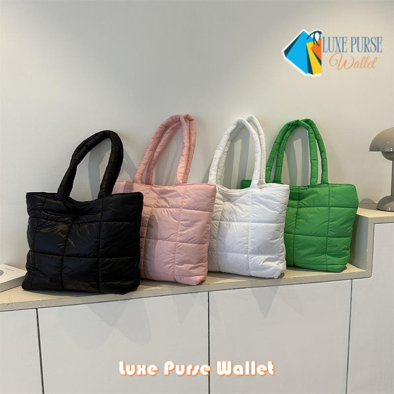 Puffy Bag Karen / Zipper Tote Bag แล็ปท็อปขนาดใหญ่ถึง 16 นิ้วกระเป๋าแล็ปท็อปอินเทรนด์กระเป๋าวิทยาลัย