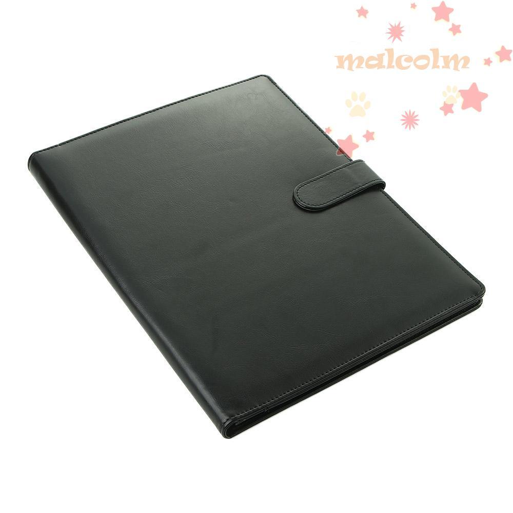 MALCOLM A4 โฟลเดอร์คลิปบอร์ด Filing ผลิตภัณฑ์อุปกรณ์การเรียนโฟลเดอร์แฟ้มสัญญาผู้ถือบัตรธุรกิจกระเป๋าเอกสารหนัง PU แฟ้ม A4 โฟลเดอร์