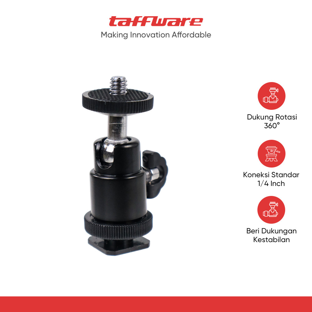 TaffSTUDIO หัวบอลกล้องรองเท้าร้อนขนาด 1/4 นิ้วสากล - QM3621