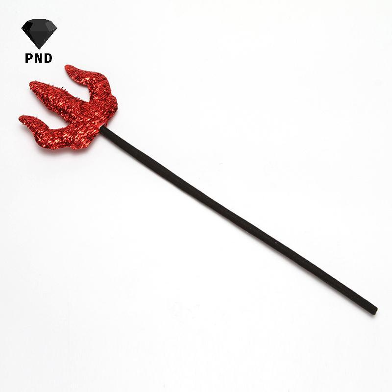 PND 2 ชิ้น/เซ็ตฮาโลวีน Ox Horn ส้อมชุด Party เครื่องแต่งกาย Props Devil Crutches คอสเพลย์ปีศาจตลกสีแ