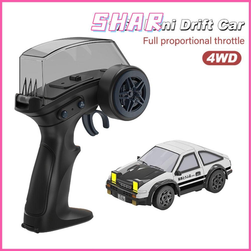 SHAR RC Drift Car, Racing Sports 1/64 MINI AE86 RC Stunt Car,พลาสติกสีดําและสีขาวไฟฟ้ารีโมทคอนโทรลรถ