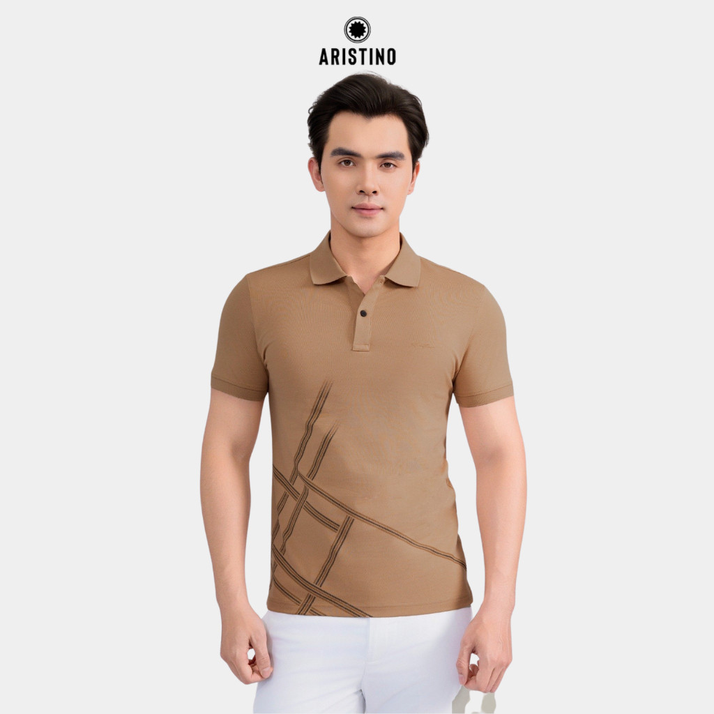 เสื้อโปโลแขนสั้นคอปกทอ ARISTINO ลายไขว้ ผ้าฝ้ายดูดซับเหงื่อ APS069AS2
