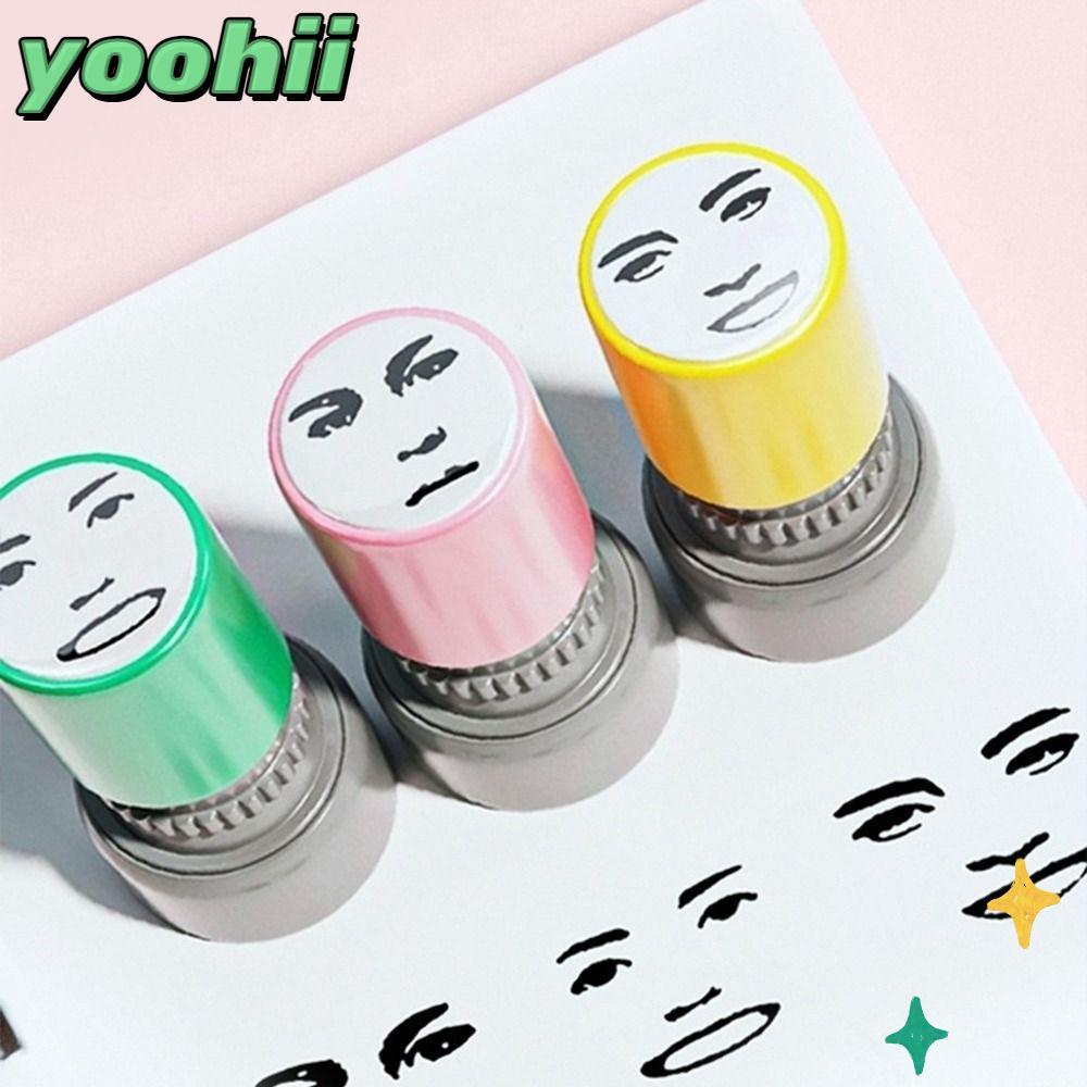 YOOHII แสตมป์ในตัว,ของเล่นการพิมพ์ DIY แกะสลักแสตมป์กระเป๋า, Memes ความแปลกใหม่ Face Memes สไตล์การอ