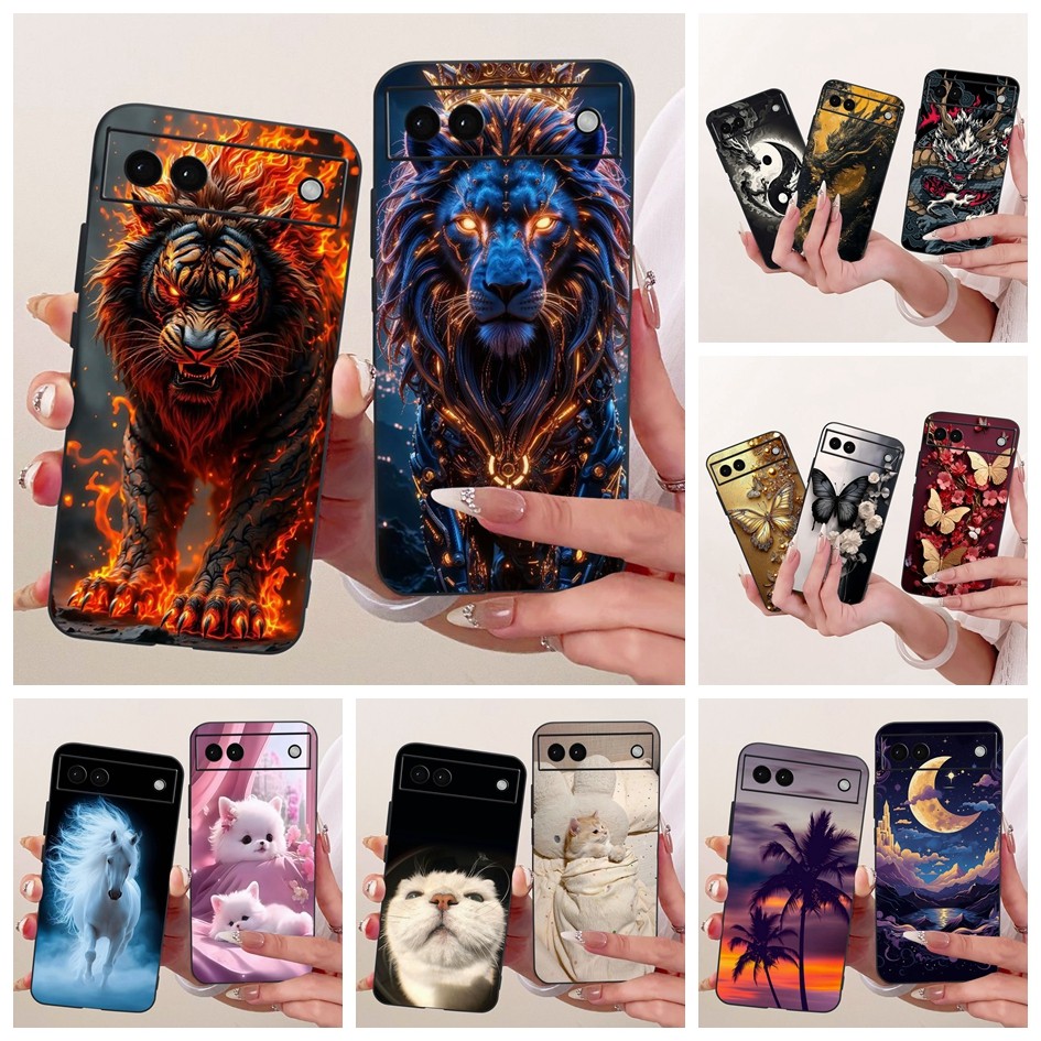 Cool สําหรับ Google Pixel 6A เคสโทรศัพท์ GX7AS GB62Z G1AZG ฝาครอบการ์ตูน Dragon Lion นุ่มซิลิโคนสําห