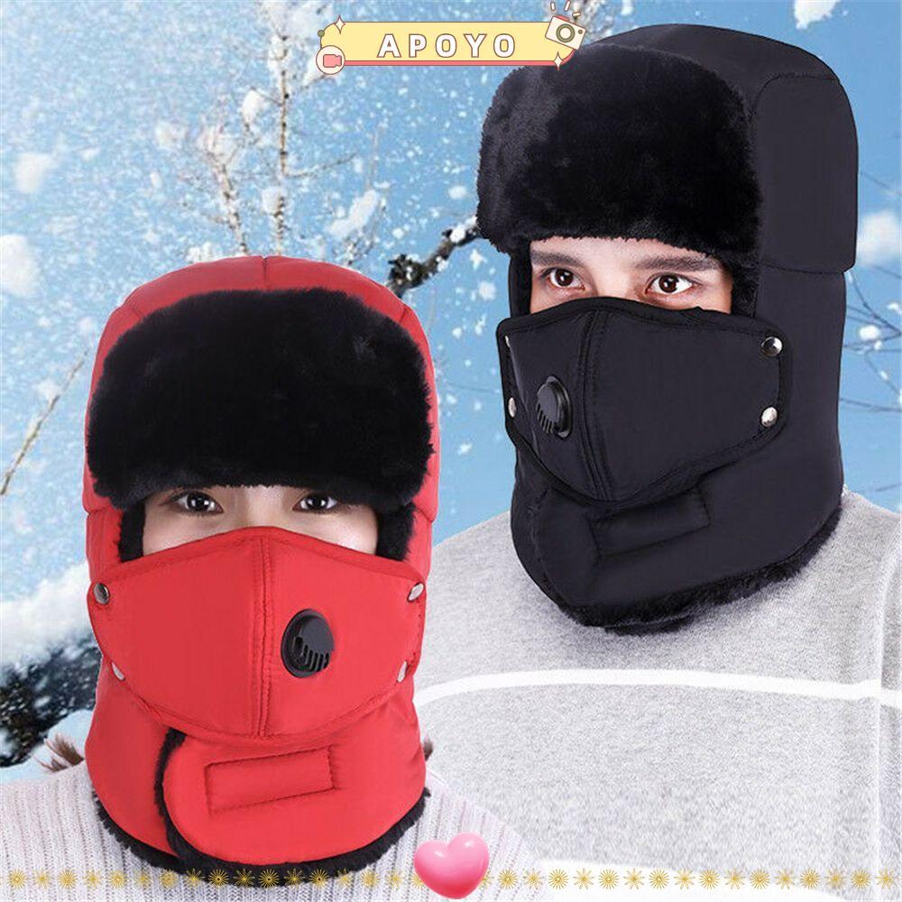 APOYO หมวกสกี Showerproof Ushanka Fur Earflap Winter Bomber Hat