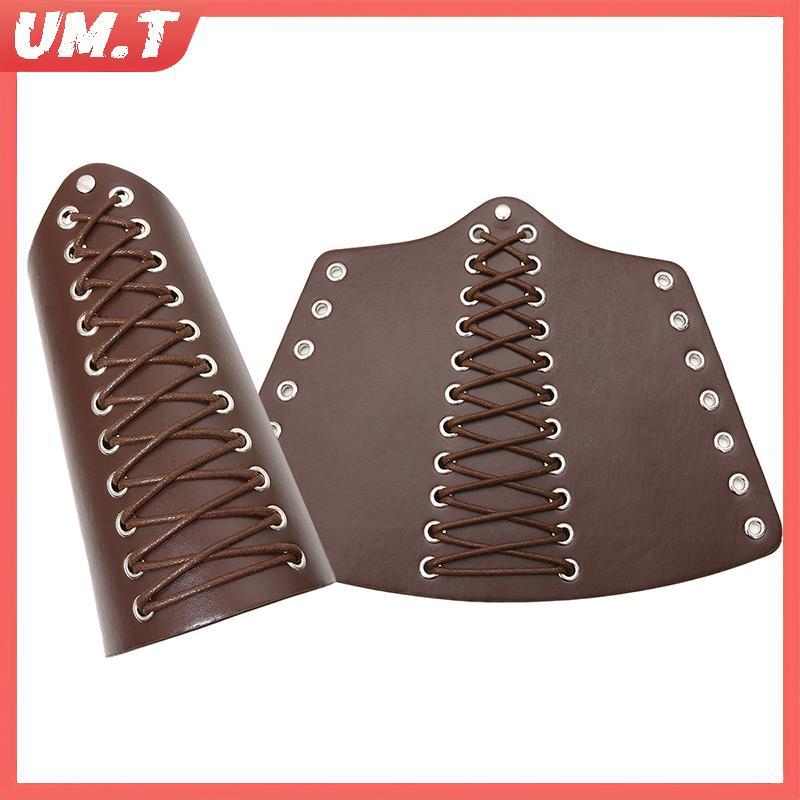 UM.T 1 PC คอสเพลย์ Props หนังเทียมกว้าง Bracer Lace Up Arm Armor Cuff String Steampunk Vintage ยุคกล