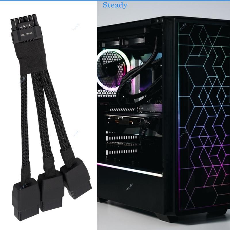 Steady 3x 8Pin To 16Pin GPU Power Adapter Cable 600W 12VHPWR Connector สําหรับ RTX4090 CPU