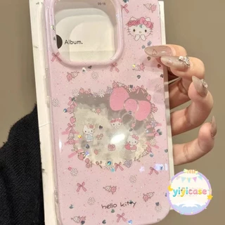 🔥YIYI🔥กระต่ายลูกแมวน่ารักสีชมพูโบว์โบว์ดอกไม้เคส IPhone 16 11 14 13 15 12ProMax 7Plus 8 14 7 15 Plus X XS Max XR SE2020